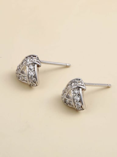 925 Sterling Silver Cubic Zirconia White Triangle Minimalist Stud Earring