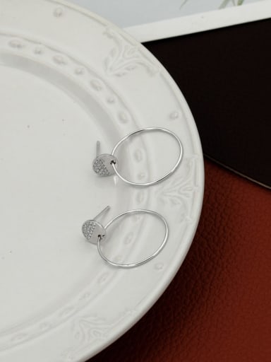 Brass Rhinestone White Geometric Minimalist Drop Earring