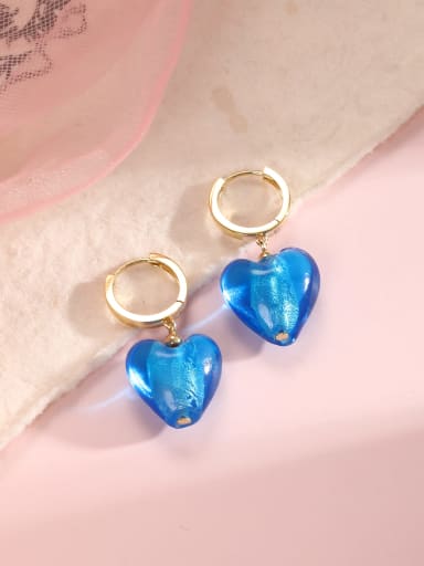 custom Copper Alloy Blue Minimalist Huggie Earring