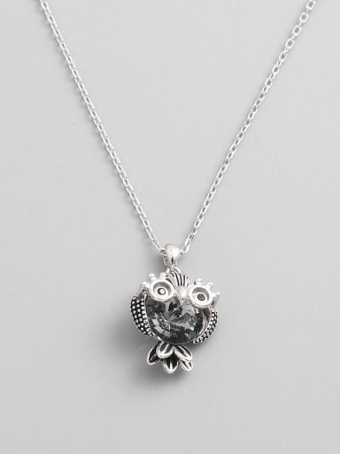 925 Sterling Silver Austrian Crystal Blue Bird Minimalist Necklace