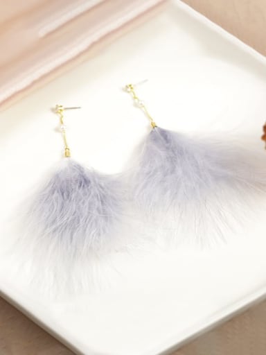 Brass Cubic Zirconia White Feather Feather Trend Drop Earring