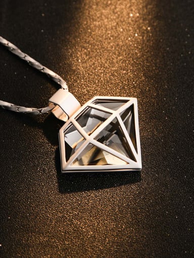 Glass Stone Black Geometric Minimalist Long Strand Necklace