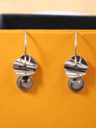 Brass Garnet Beige Irregular Minimalist Drop Earring