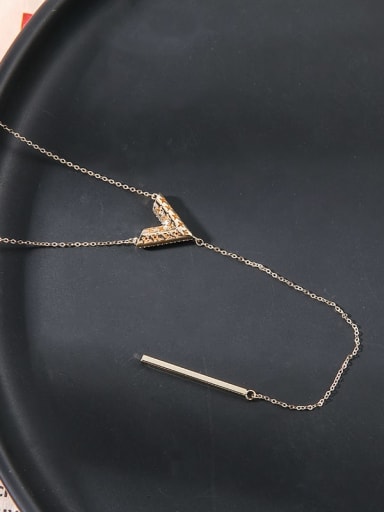 Brass Rhinestone White Letter Minimalist Long Strand Necklace