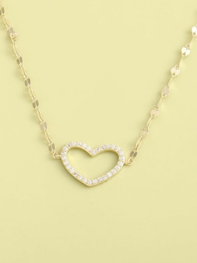 925 Sterling Silver Cubic Zirconia White Heart Minimalist Long Strand Necklace