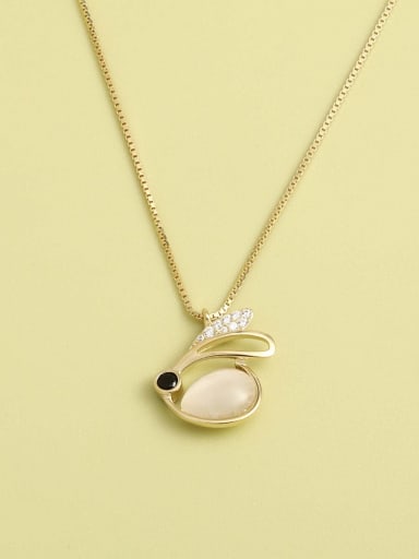 925 Sterling Silver Cats Eye White Animal Minimalist Necklace