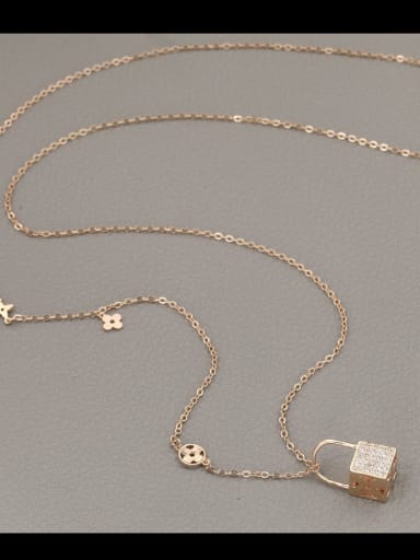 Brass Rhinestone White Locket Minimalist Long Strand Necklace
