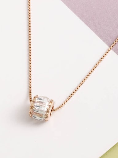 925 Sterling Silver Glass Stone White Geometric Minimalist Necklace