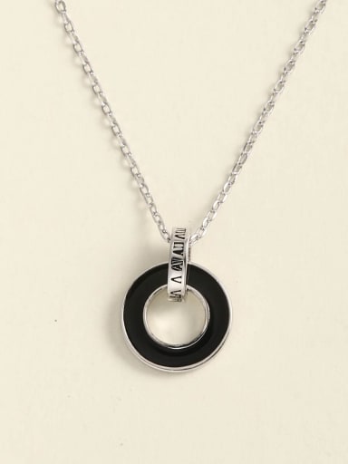 925 Sterling Silver Enamel Round Minimalist Choker Necklace
