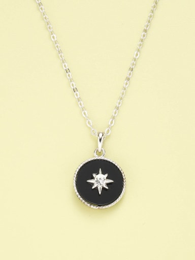 925 Sterling Silver Cubic Zirconia White Round Minimalist Necklace