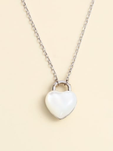 925 Sterling Silver Shell White Heart Minimalist Necklace