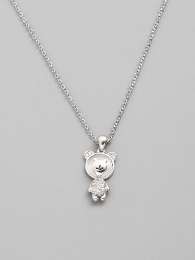 925 Sterling Silver Cubic Zirconia White Bear Minimalist Necklace