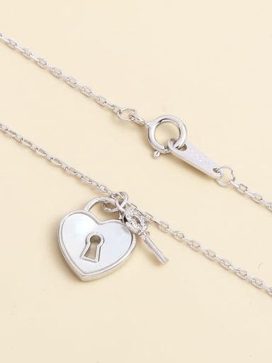 925 Sterling Silver Shell White Key Necklace