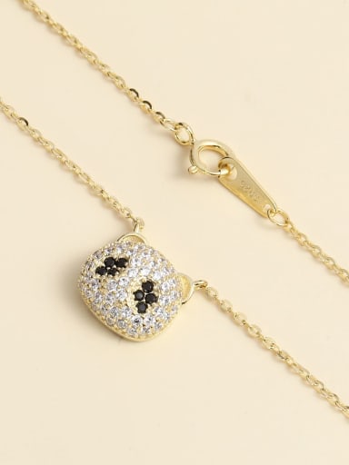 Gold 925 Sterling Silver Cubic Zirconia White Panda Minimalist Necklace