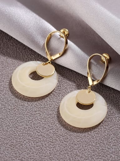 Brass  Resin simple Round pendant Earrings