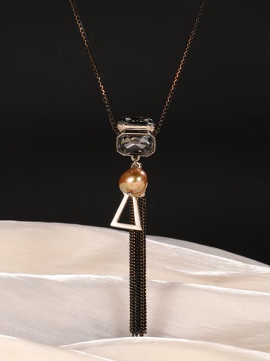 Brass Tassel Dainty Long Strand Necklace
