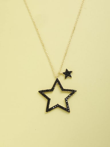 925 Sterling Silver Rhinestone Black Star Minimalist Necklace