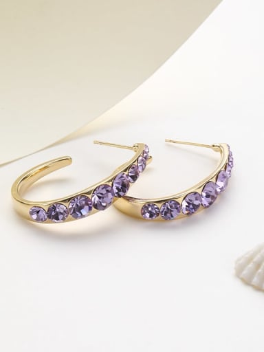 custom Brass Purple Minimalist Drop Earring