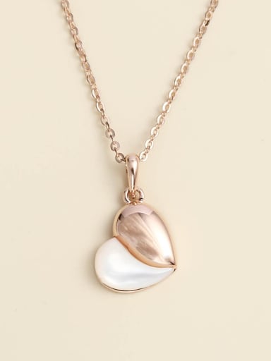rose gold 925 Sterling Silver Cats Eye White Heart Minimalist Necklace