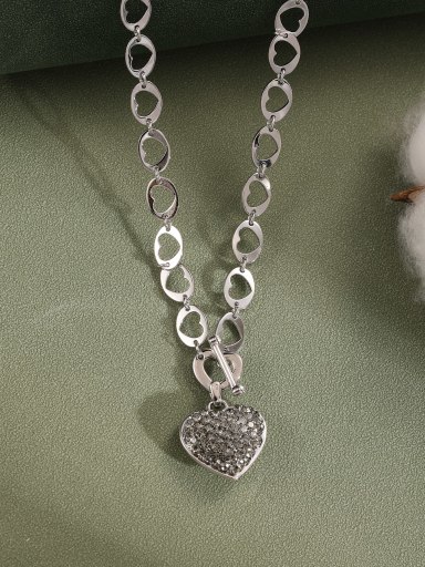 18K White Gold Heart Trend Long Strand Necklace