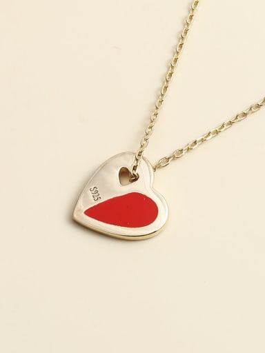 Gold 925 Sterling Silver Acrylic Heart Necklace