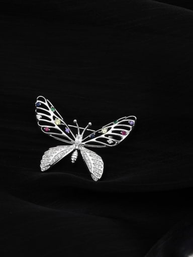 Brass Rhinestone Multi Color Butterfly Minimalist Brooch