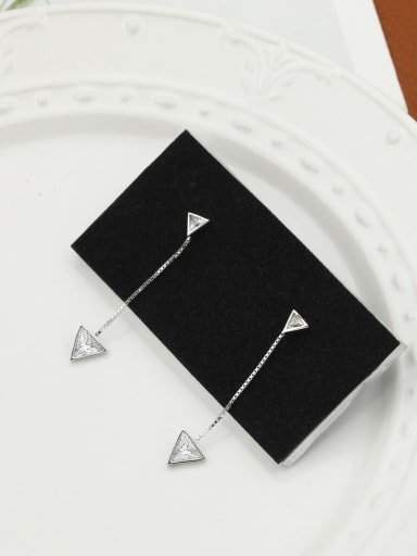 Brass Cubic Zirconia White Triangle Minimalist Drop Earring