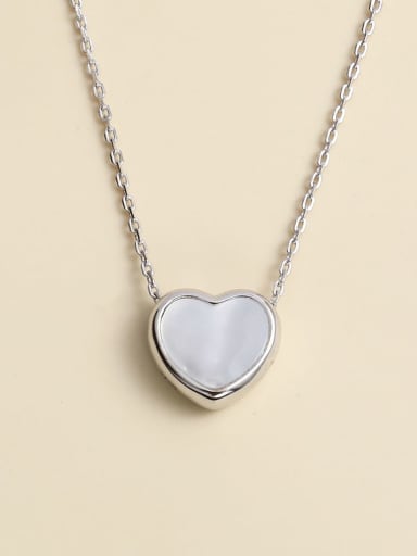 925 Sterling Silver Shell White Heart Minimalist Necklace