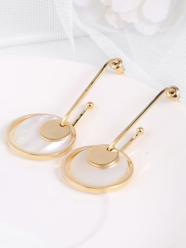 Brass shell Retro round geometric Earrings