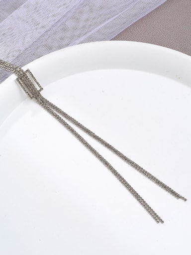 custom Brass Cubic Zirconia Brown Geometric Minimalist Long Strand Necklace