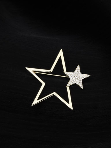 custom Brass Cubic Zirconia White Star Minimalist Brooch