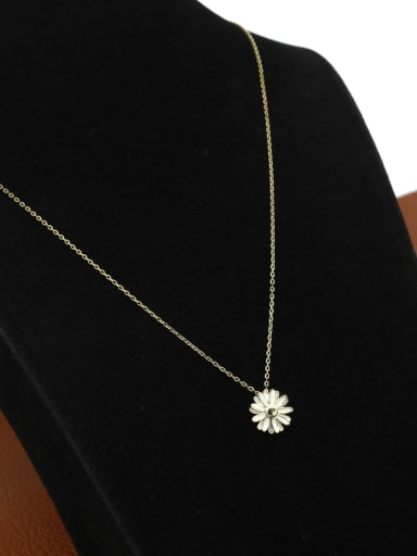 Brass Enamel Flower Minimalist Link Necklace