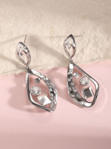 custom Brass Glass beads White Irregular Dainty Drop Earring