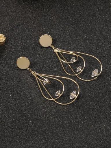 Brass Cubic Zirconia White Water Drop Minimalist Stud Earring