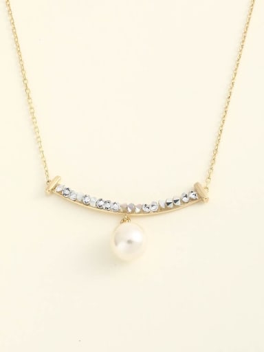 925 Sterling Silver Imitation Pearl White Round Minimalist Long Strand Necklace