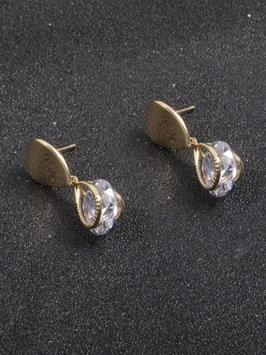 Brass Cubic Zirconia White Irregular Minimalist Drop Earring