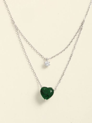 925 Sterling Silver Cubic Zirconia White Heart Minimalist Choker Necklace