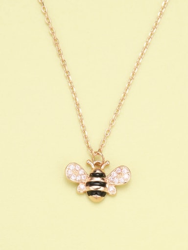 Rose 925 Sterling Silver Cubic Zirconia White Bee Minimalist Necklace