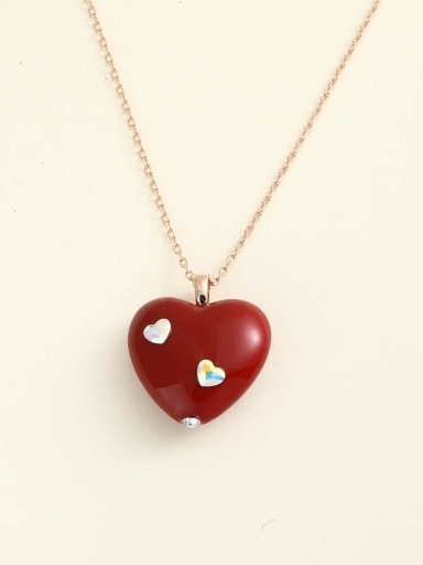 925 Sterling Silver Rhinestone White Enamel Heart Minimalist Long Strand Necklace