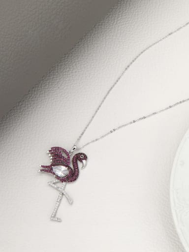Brass Rhinestone Purple Bird Minimalist Long Strand Necklace