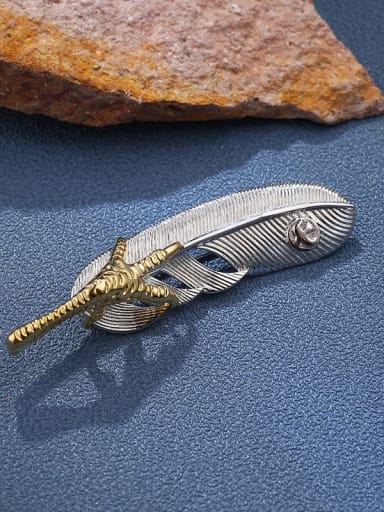 custom Brass Enamel Feather Dainty Brooch