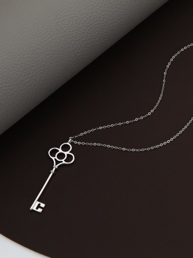 custom Bronze Key Minimalist Long Strand Necklace