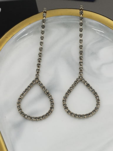 Brass Cubic Zirconia Brown Water Drop Minimalist Drop Earring
