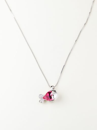 Glass Stone Pink Fish Minimalist Necklace