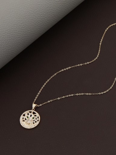 Brass Rhinestone White Geometric Minimalist Long Strand Necklace