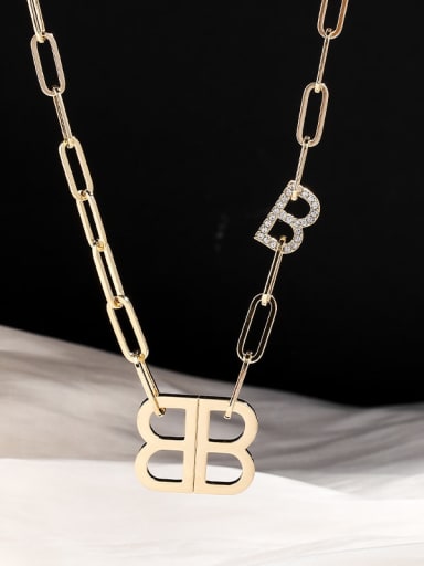 Brass Letter Dainty Long Strand Necklace