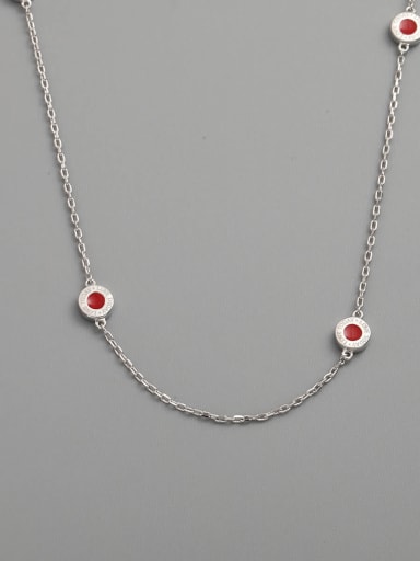 White 925 Sterling Silver Enamel Letter Minimalist Necklace