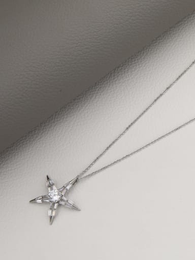 Brass Cubic Zirconia White Star Minimalist Long Strand Necklace