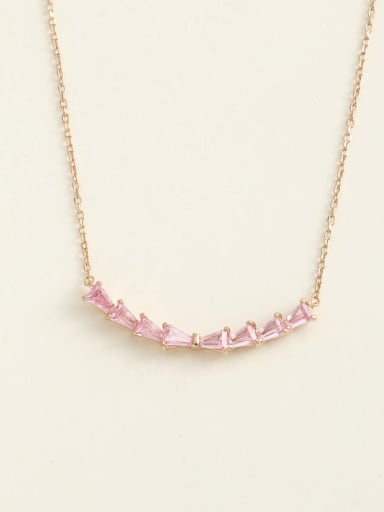 925 Sterling Silver Cubic Zirconia Pink Irregular Minimalist Choker Necklace