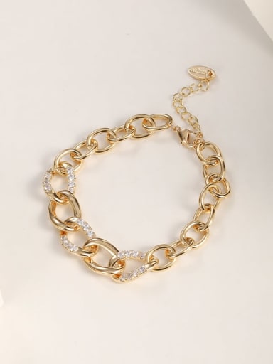 Brass Cubic Zirconia White Irregular Luxury Adjustable Bracelet